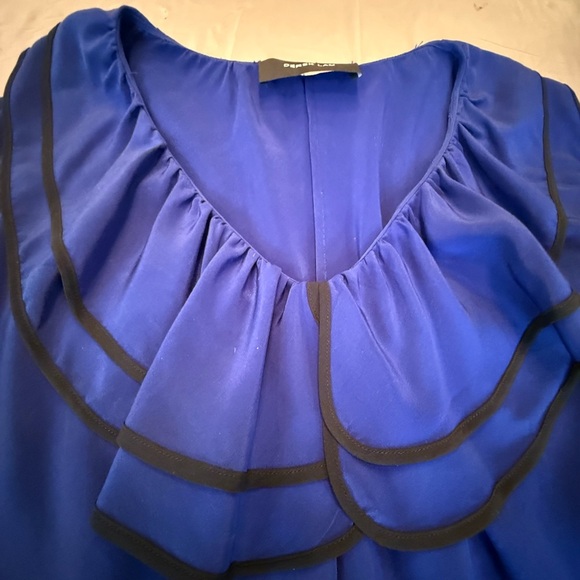 Derek Lam Royal Blue Silk Sleeveless Ruffle Blouse Size 8/Medium MSRP $425 - Picture 7 of 10